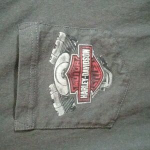 Harley-Davidson Gray Short Sleeve Engine Pocket Tee Shirt Men's Large